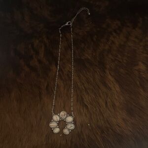 Stone Cluster Pendant Necklace - White Marble Accents